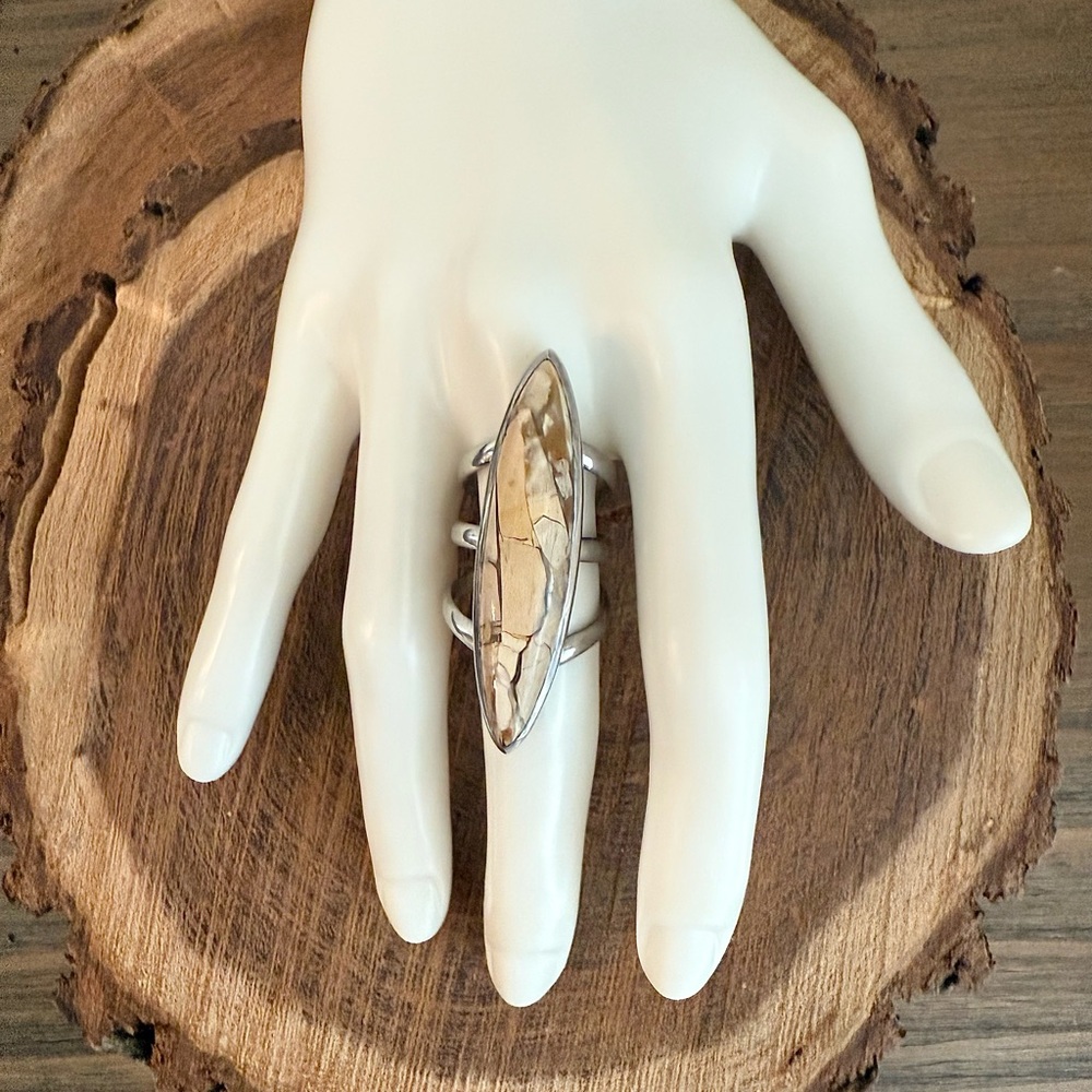 Arya Picture Jasper and Sterling Silver Ring Size 8